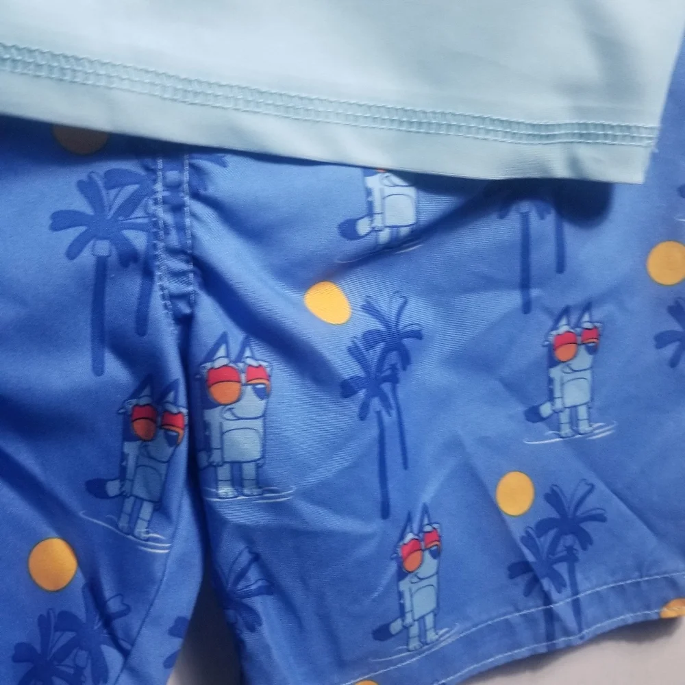 NWT BLUEY KIDS SWIM LONG SLEEVE SHIRT AND SHORT SET 50+ UPF SIZE 4T